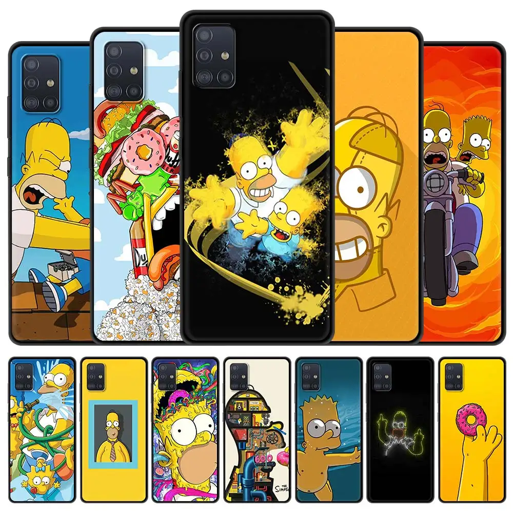 

Cartoon Homer S Animal Phone Case for Samsung Galaxy A51 A71 A21S A12 A11 A31 A52 A41 A32 5G A72 A01 Silicone Matte Black Cover