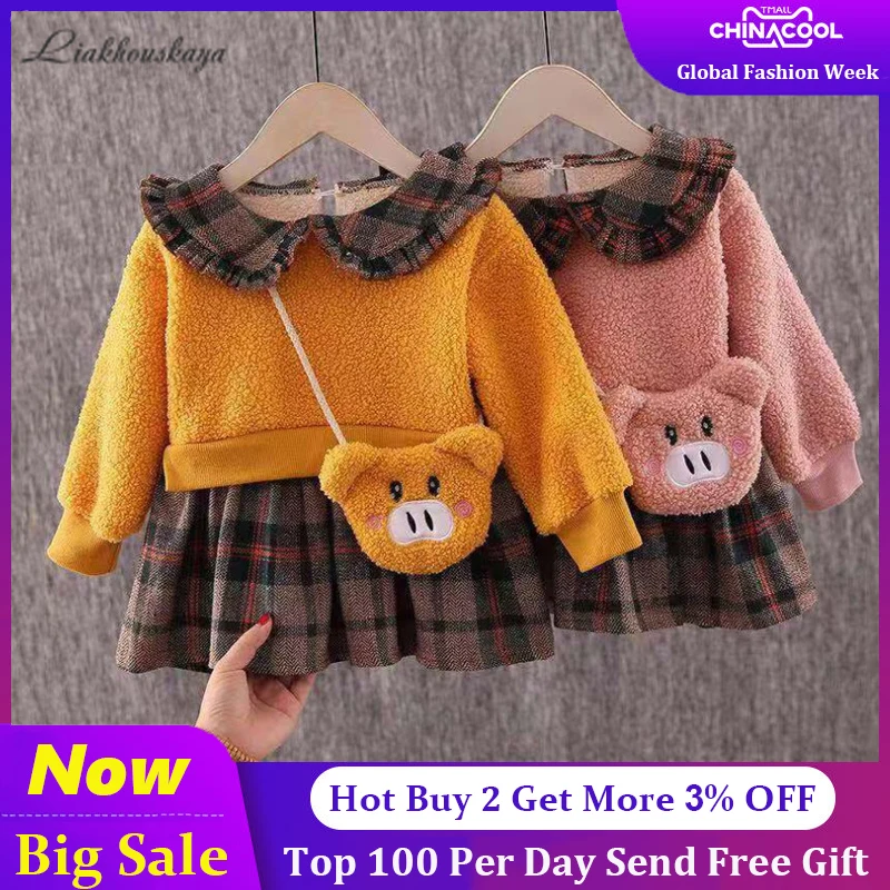 Платье для девочек зимнее детское платье принцессы одежда с длинным рукавом топ