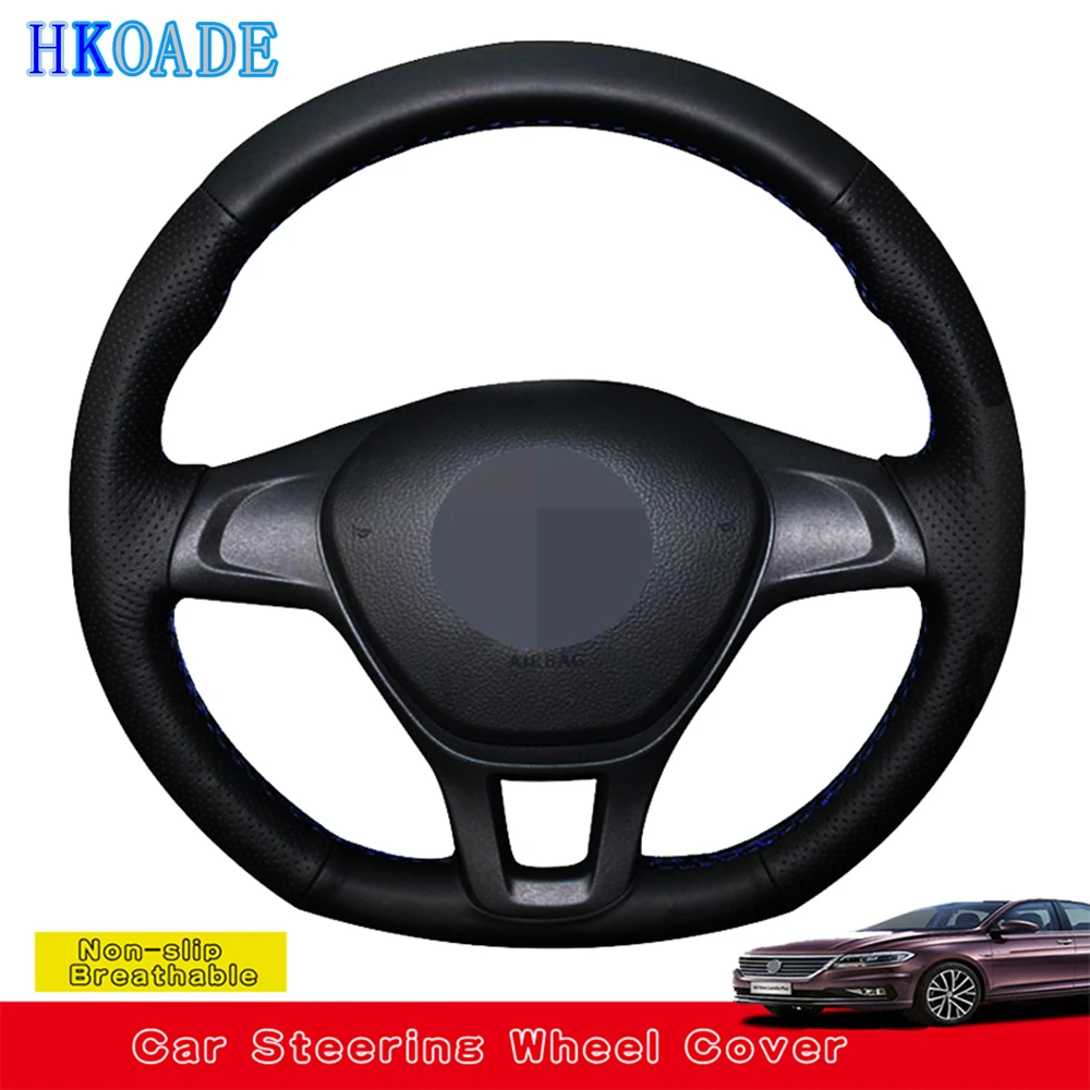 DIY Черная мягкая искусственная кожа Мужская прошитая вручную Чехлы рулевого