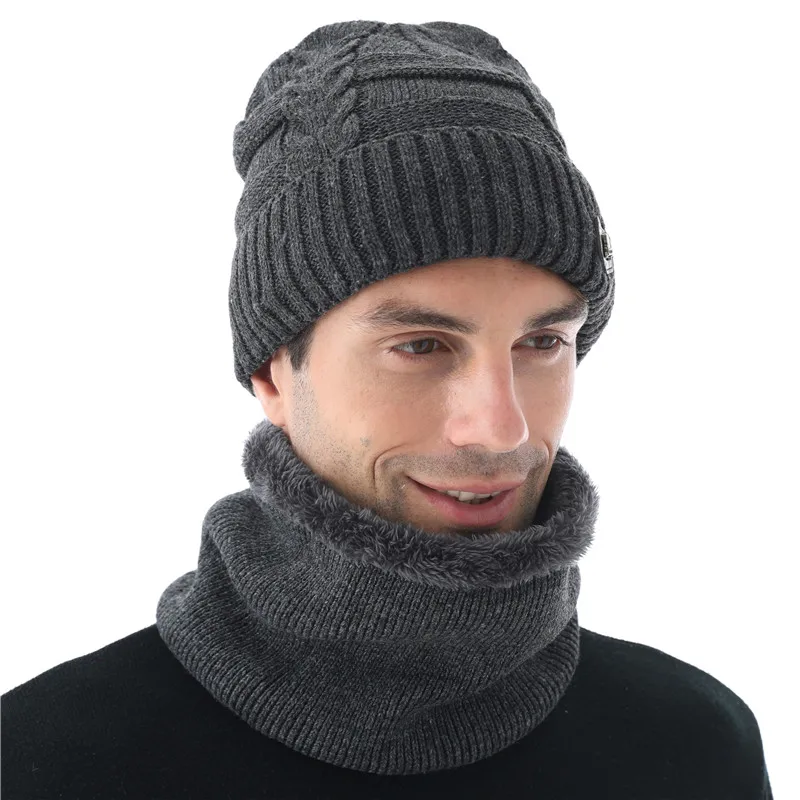 Xthree Winter Skullies Hat For Men Beanies Wool Knitted Scarf With Lining Male Gorras Bonnet Hats Beanie | Аксессуары для одежды