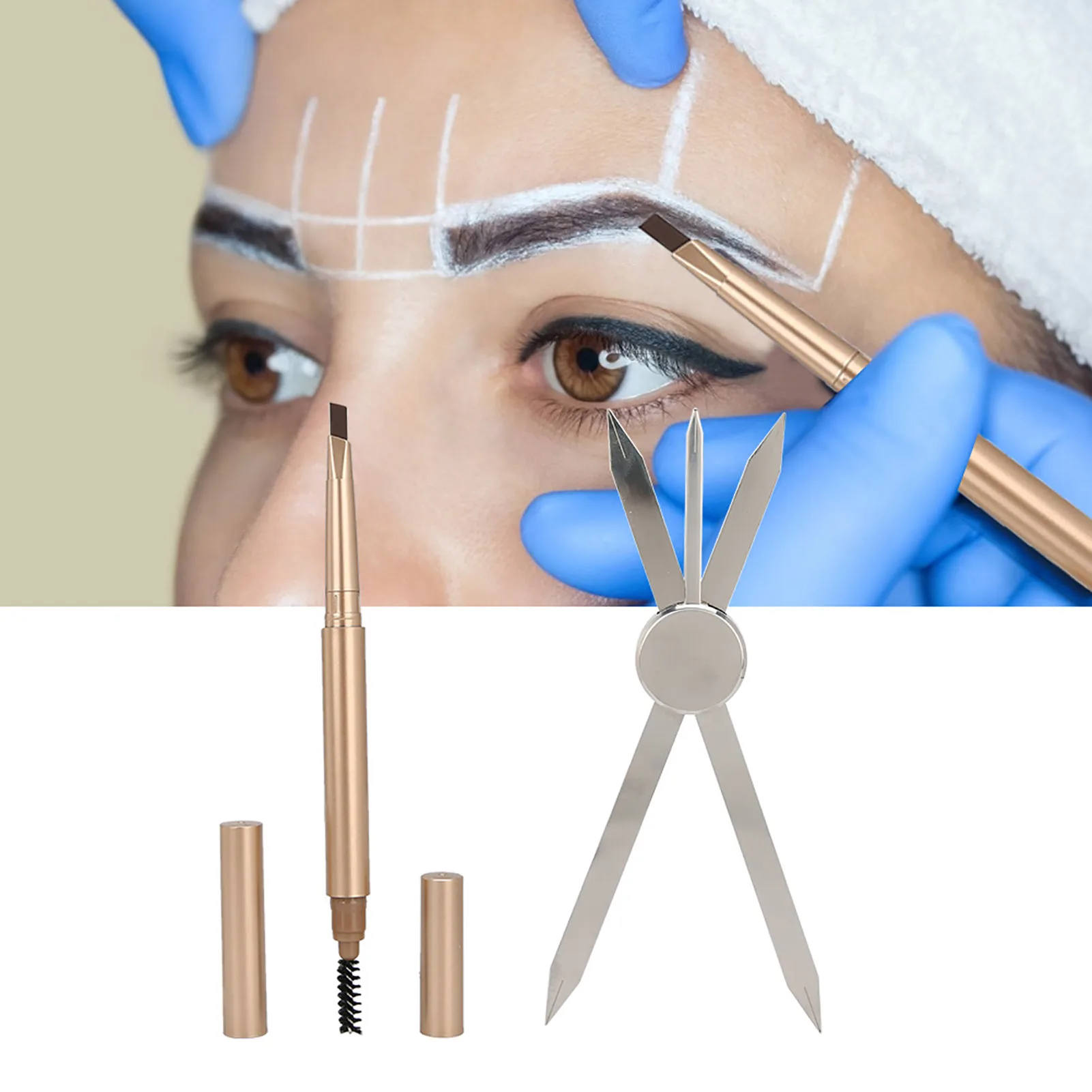 Татуаж бровей инструменты для рисования с компасом руководство шаблоны макияжа