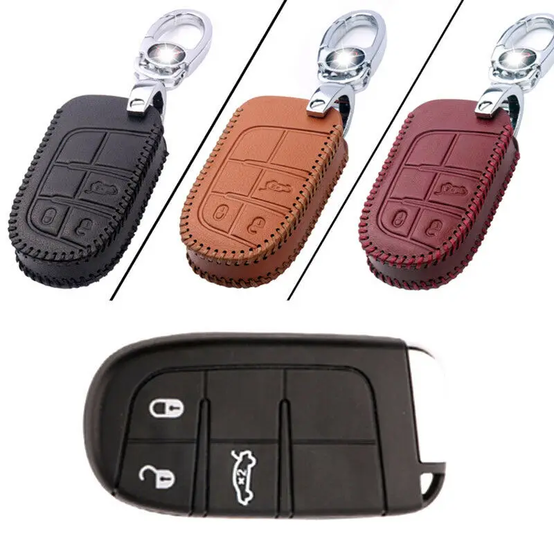 

PU Leather 3 Buttons Keyless Entry Remote Key Fob Protector Case Cover For Dodge