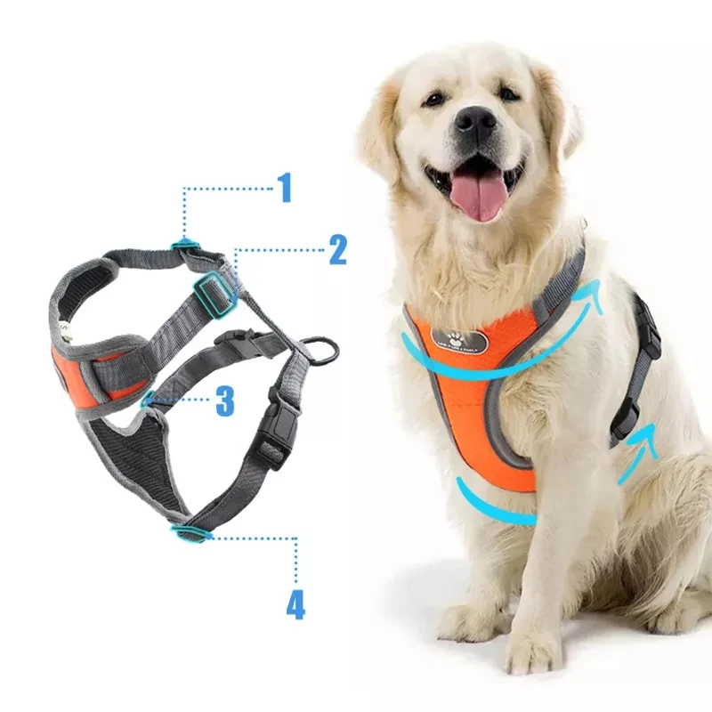 

Nylon Mesh breathable dog harness Dog Cat Harness No Pull Adjustable Reflective Breathable Pet Vest Chest Strap