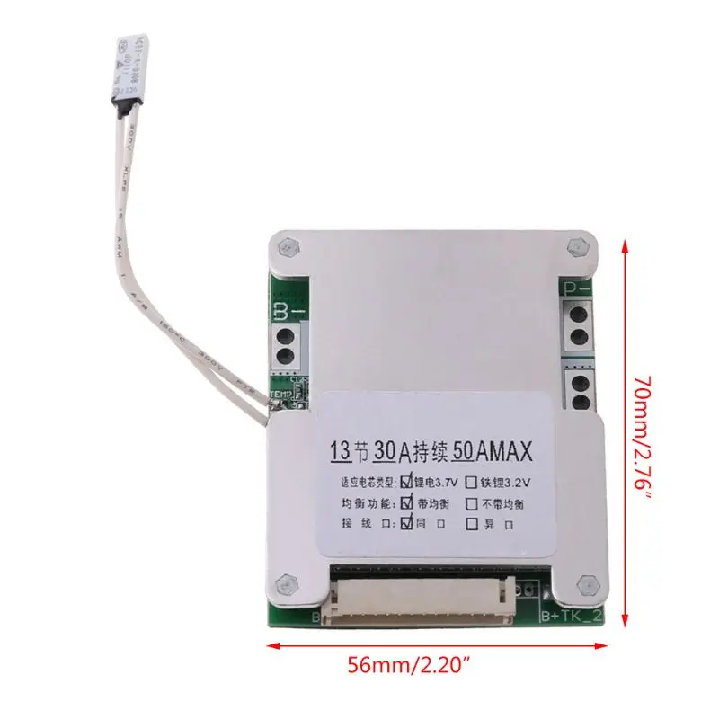 

1pc BMS 13S 48V 50A 18650 Li-ion Lithium Battery Pack Protection Equalizer Board PCB