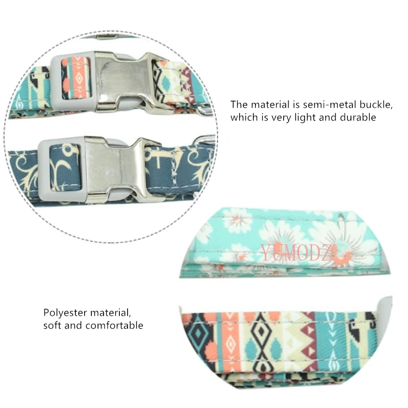 

5 Colors Fashion Elegant Dogs Collars Adjustable Daisy/Ethnic Printing Cats Collar Comfortable Durable Pets Supplies Accessories