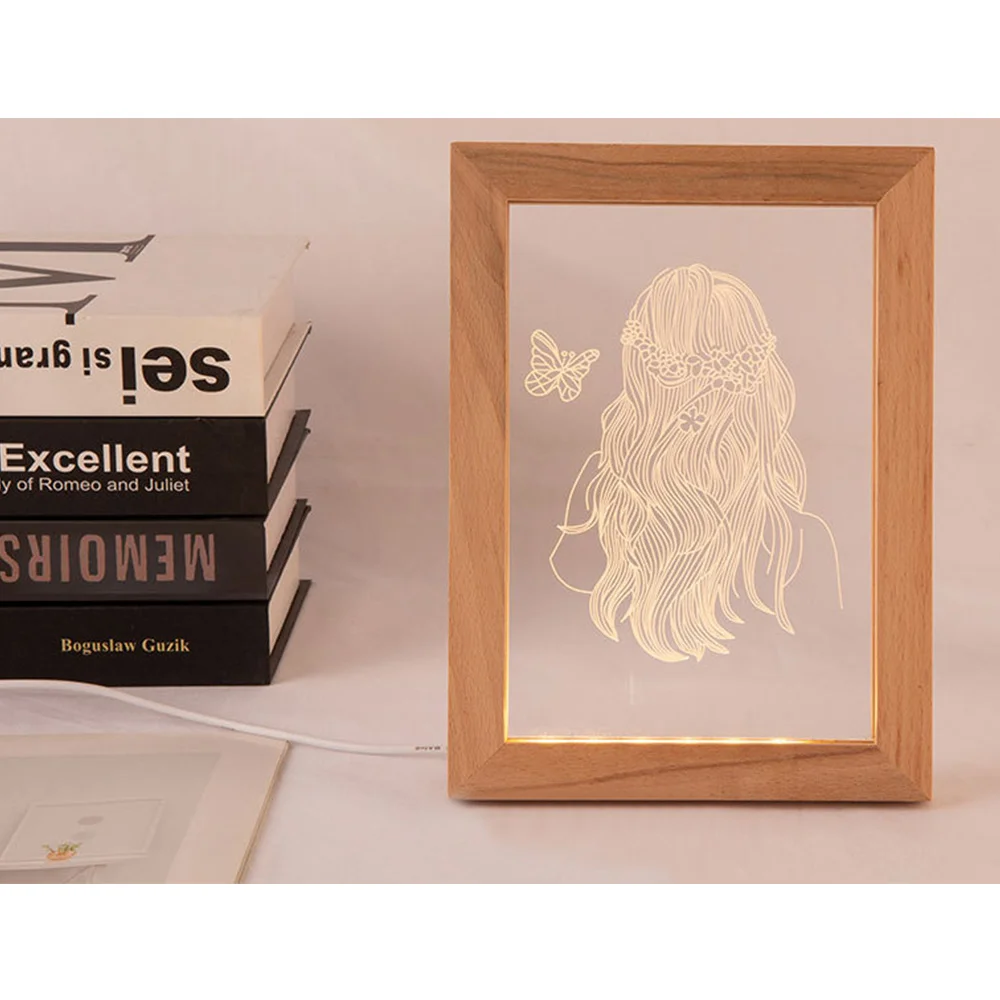 3D светодиодный фоторамка ночной Светильник Аннотация Иллюзия Светодиодный