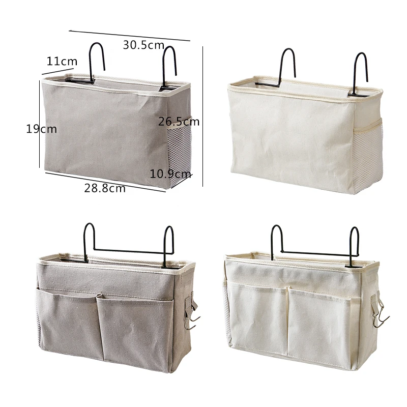

Canvas Bedside Hanging Bags Multifunction Bedroom Sofa Magazine Toys Groceries Organizer Creative Practical Phone Storage Bags