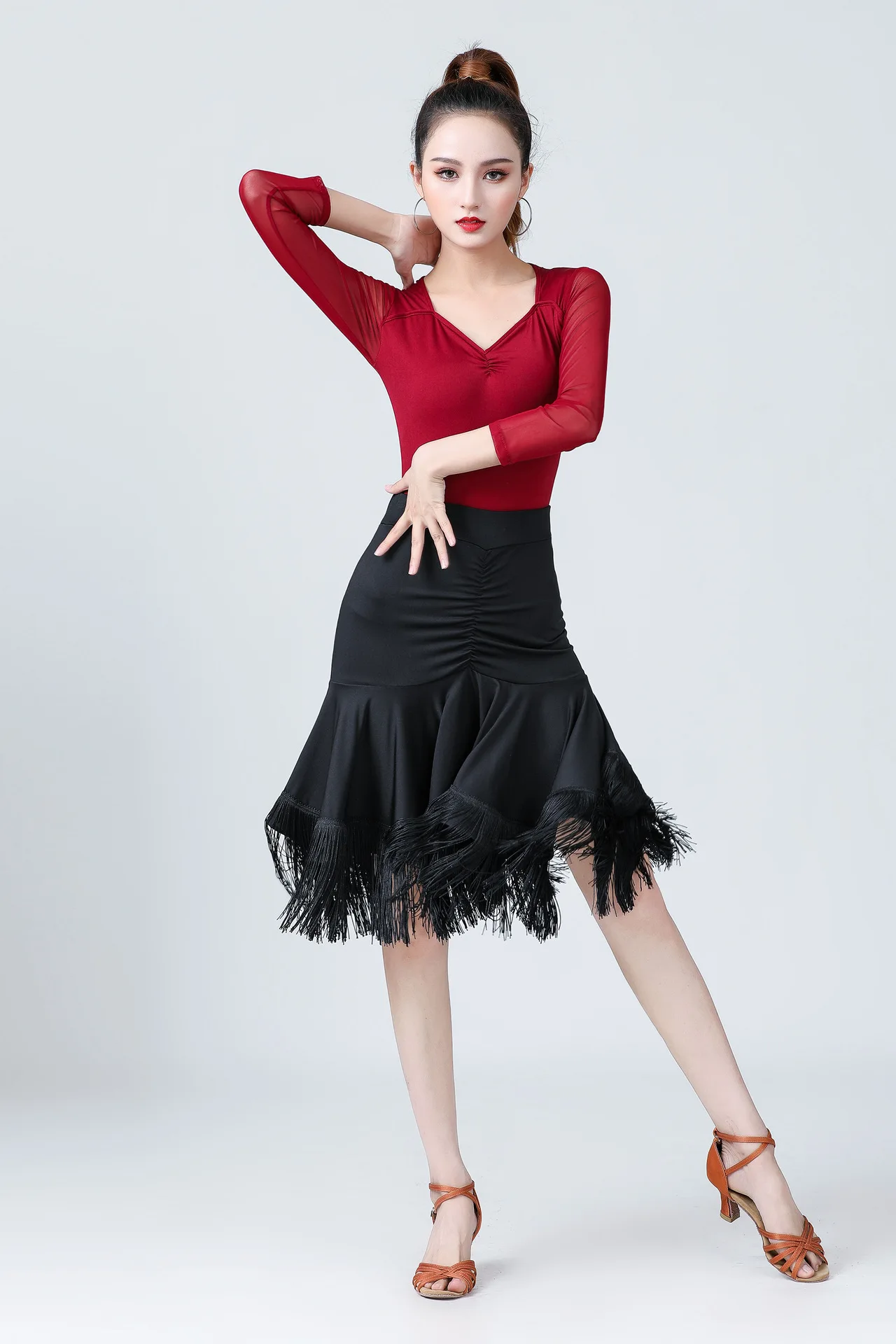 Юбка для латиноамериканских танцев женская одежда выступлений сексуальная юбка