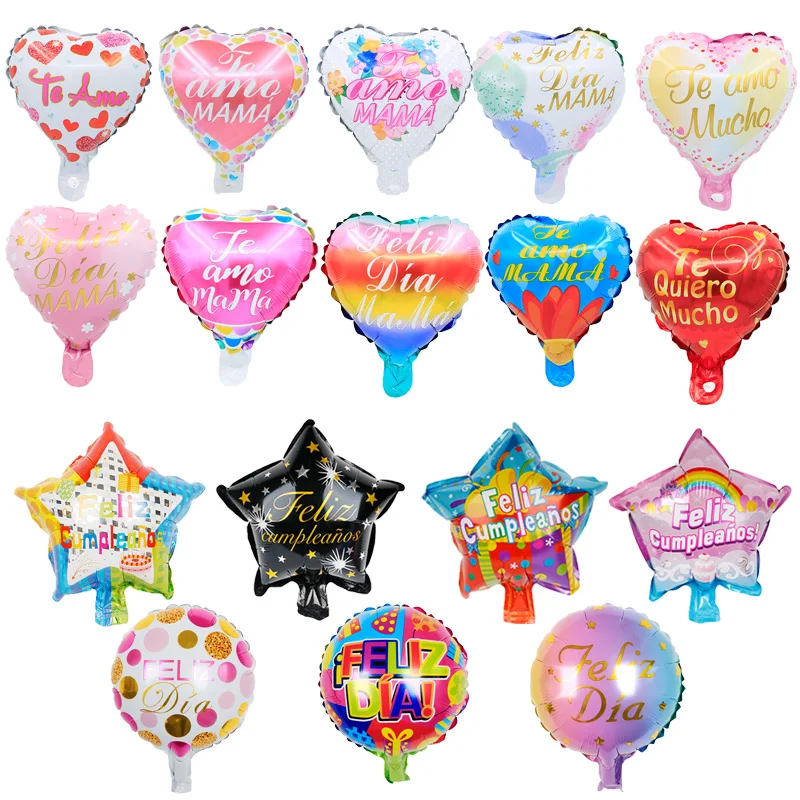 

50pcs/lot 10inch Spanish Foil Balloons Mother's day Birthday Party Decoration Baby shower Supplies Air Globos Feliz Dia
