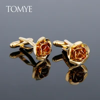 cufflinks for men and women tomye xk21s029 high quality fashion gold color rose formal business dress shirts cuff links