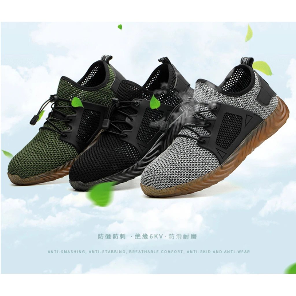 Mens Womens Steel Toe Work Shoes Knit Breathable Lightweight Safety |