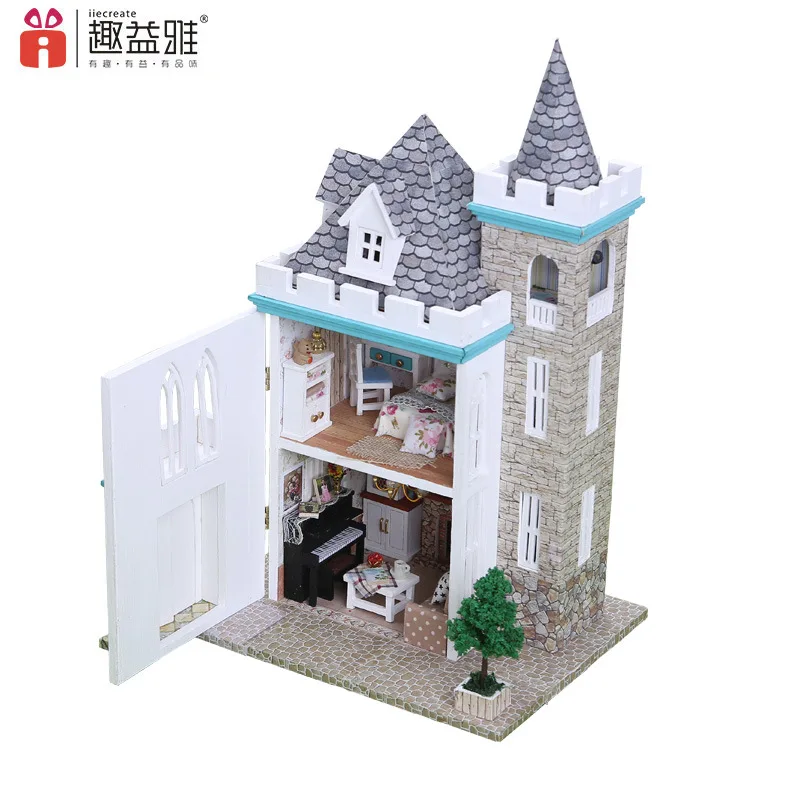3D деревянный кукольный дом мебель для вилл DIY Миниатюрная модель светодиодный свет 3D деревянный кукольный домик рождественские подарки игрушки