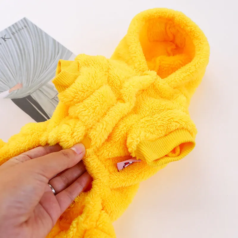 Желтая одежда для собаки из флиса теплый комбинезон собак зимняя пальто щенок