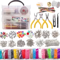 bracelet making kit 10000pcs seed beads 3mm multiple sizes glass craft beads with string charms jewelry findings tool for diy