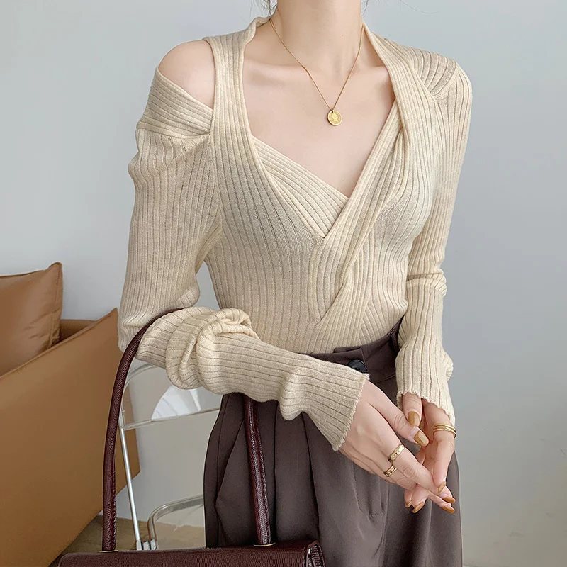 Сексуальная Базовая рубашка облегающий свитер с длинными рукавами | Женская