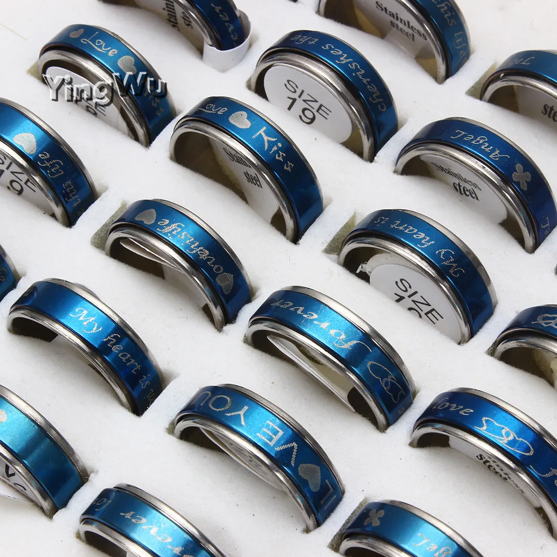 

Кольцо Yingwu из нержавеющей стали для мужчин и женщин, ювелирное изделие с надписью «I love You Kiss», 20 шт.