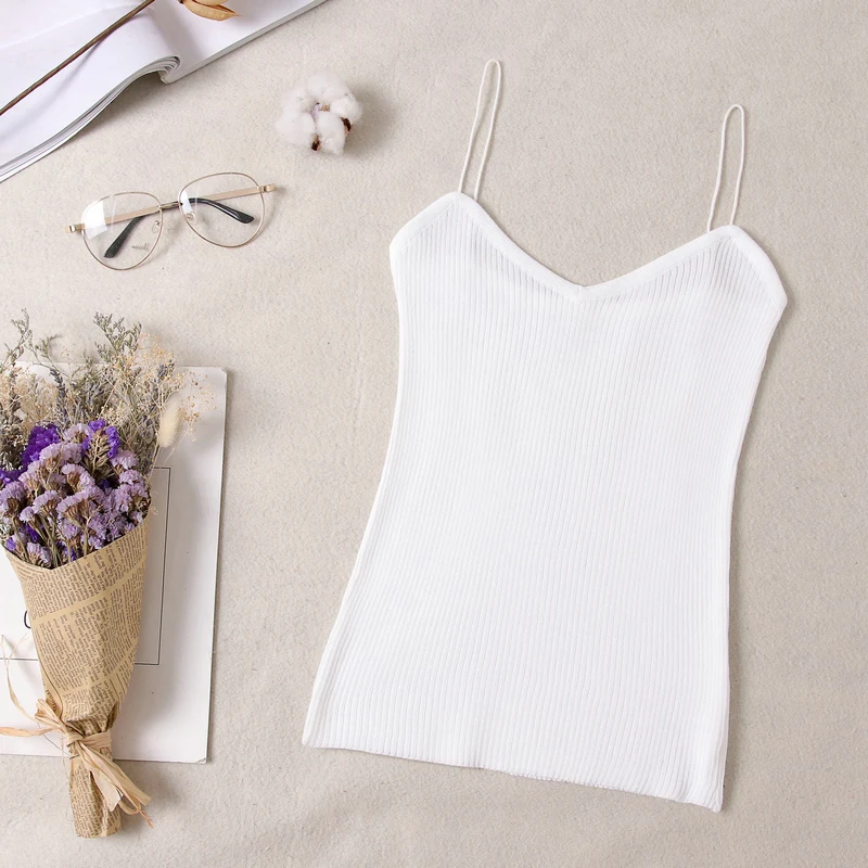 Новые женские топы футболки ярких цветов Женская майка жилет на бретелях