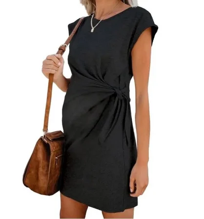 2020 популярное однотонное платье с завязкой на талии для беременных женщин мягкое