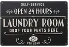 PXIYOU открывается 24 часа в прачечной винтажный Ретро металлический знак домашний декор для ванной комнаты стирка знаки для стирки 8x12 дюймов