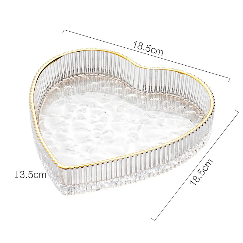 

Golden Stroke Glass Storage Trays European Relief Cosmetic Container Desktop Fruit Snacks Organizer Tray Home Decoration Modern