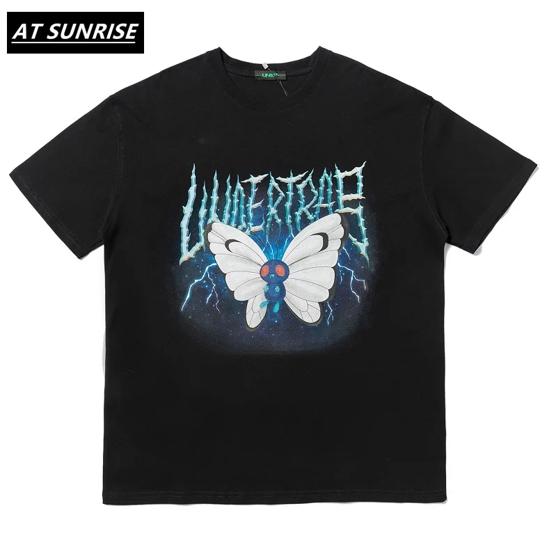 Мужская футболка в стиле хип хоп 2020 уличная с молнией и бабочкой Harajuku летняя