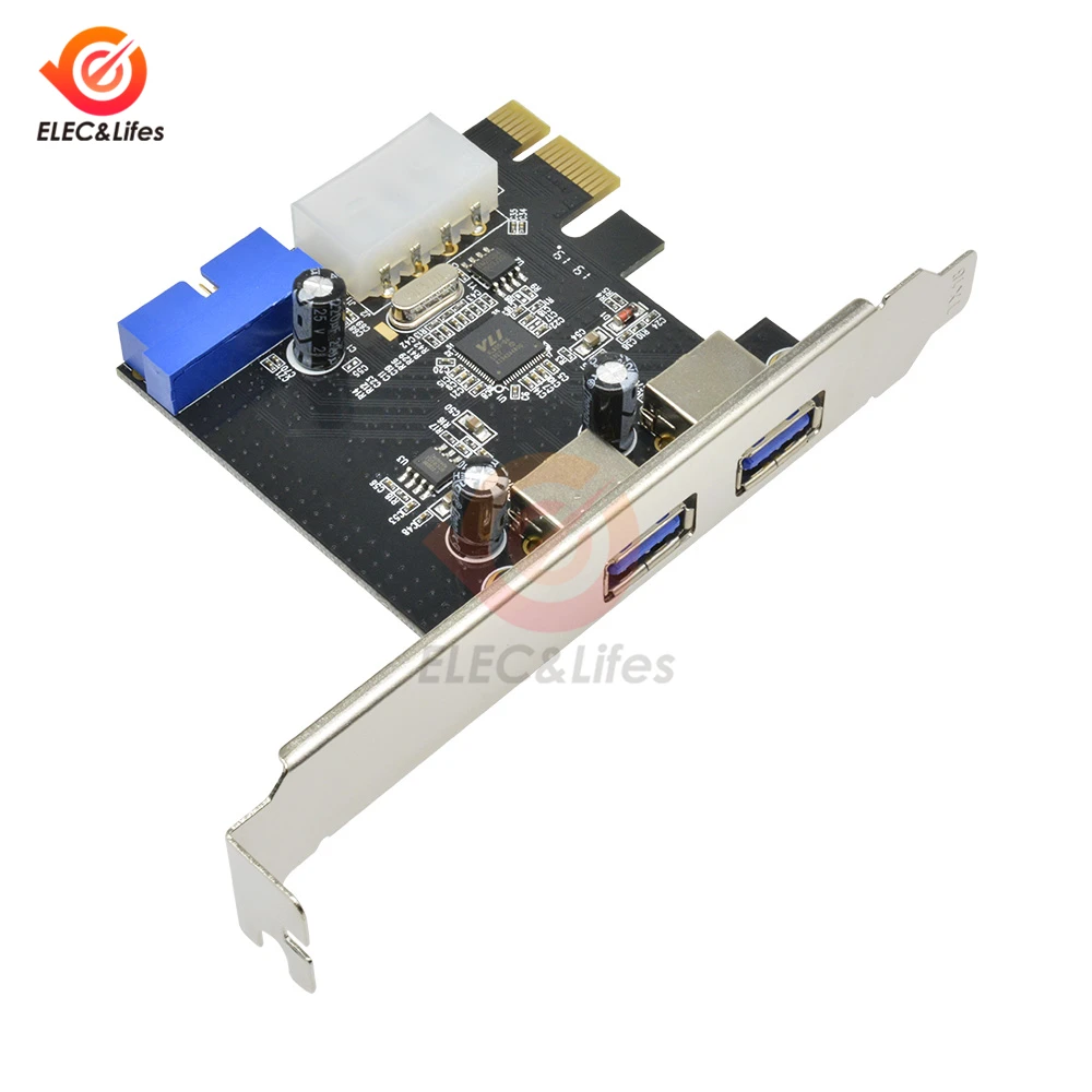 USB 3,0 PCI-E Плата расширения адаптер внешний 2 порта USB3.0 концентратор внутренний 19pin разъем PCI Express карта 4pin IDE разъем питания