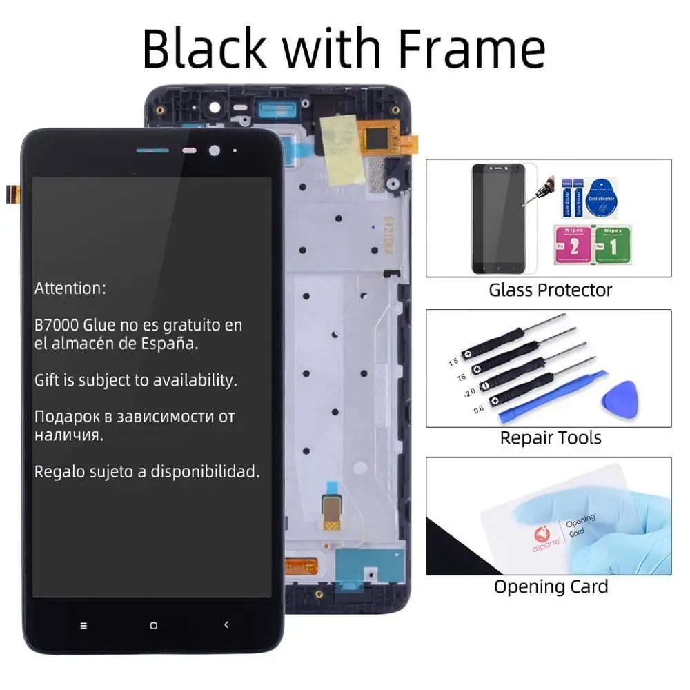 150mm Дисплей для Xiaomi Redmi Note 3 3 Pro LCD в сборе с тачскрином на рамке 5.5'' черный белый золото - Цвет: Black with Frame