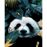 gatyztory panda painting by numbers frame canvas colouring animal handpainted diy gift home wall decor 60%c3%9775cm