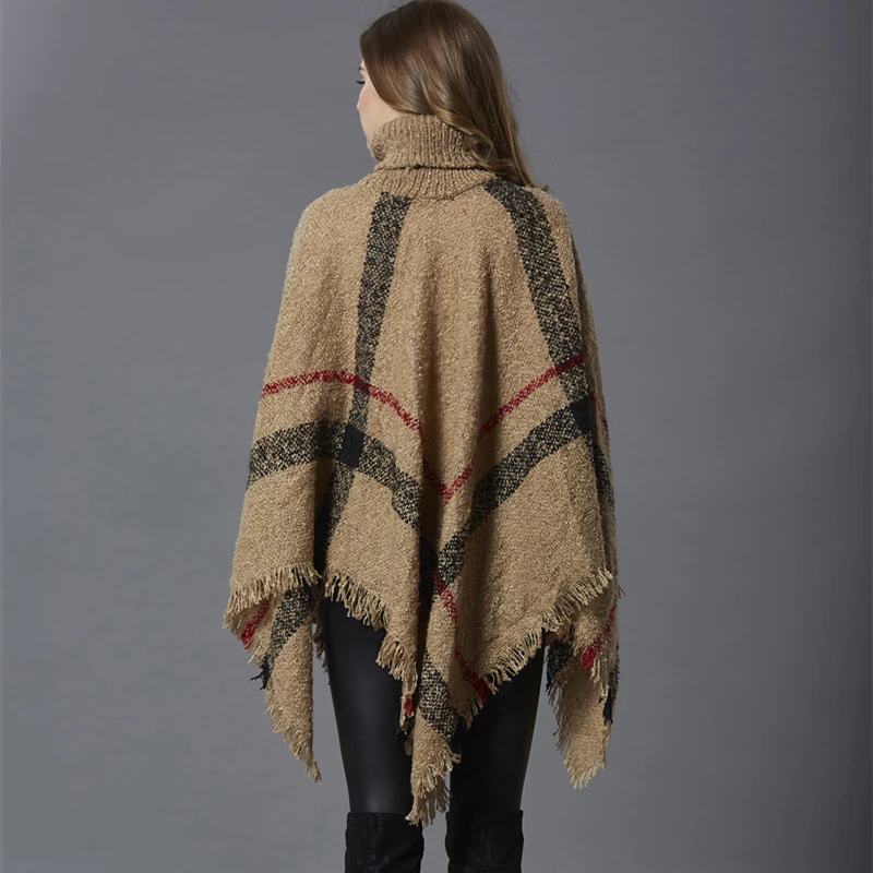 Poncho Sweater Women 2021 Winter Batwing Sleeve Loose Pullovers Tassels Hem Cloak Casual Tops Knitting Sweaters | Женская одежда