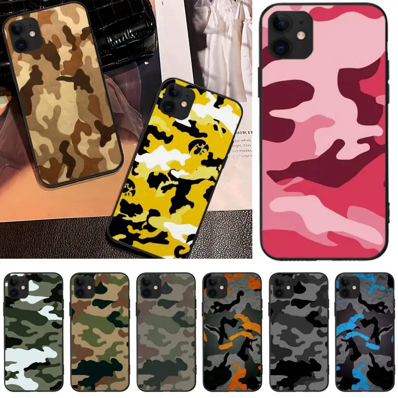 

Reayou Camouflage pattern soldier Soft black Phone Case For iphone6 6s plus 7 8 7 8 plus X XR XS MAX 11 Pro Max Cover