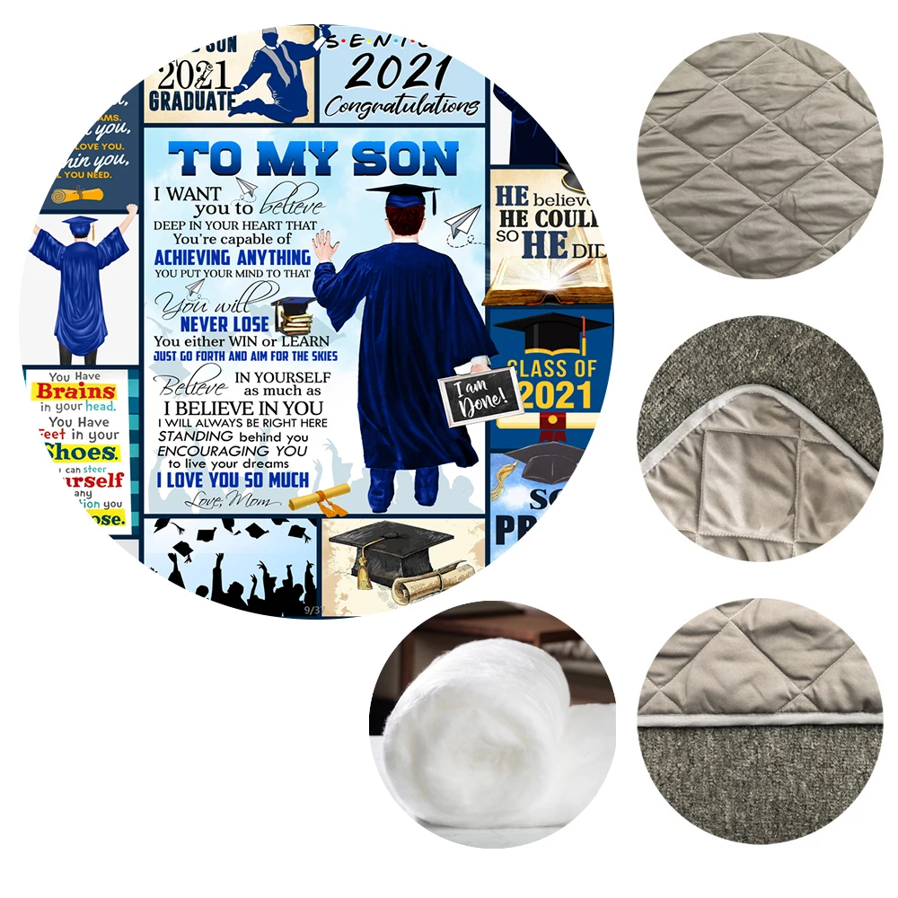 

2021 Letter to My Son Graduation Senior Quilt Blanket Bedding Throw Soft Warm Blanket With Cotton All Season Quilt