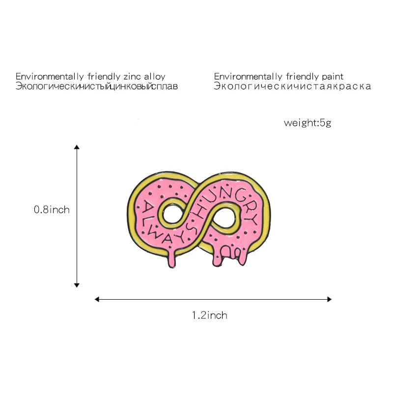 Эмалированная брошь в виде розовых пончиков Мультяшные броши сладкой еды