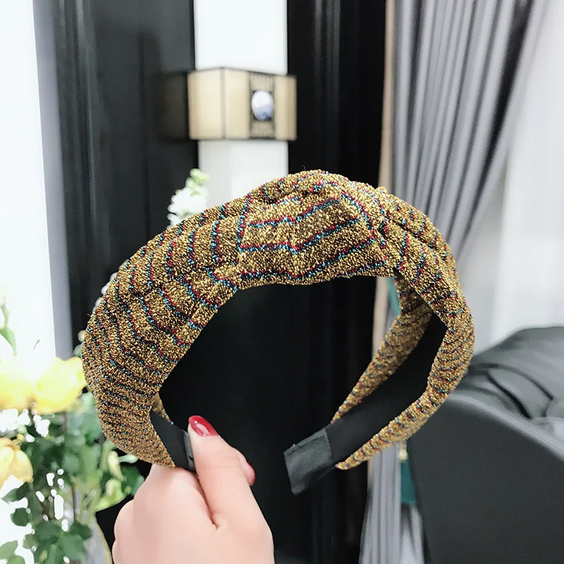 Ободок для волос с перекрестным узлом блестящий обруч из блестящей