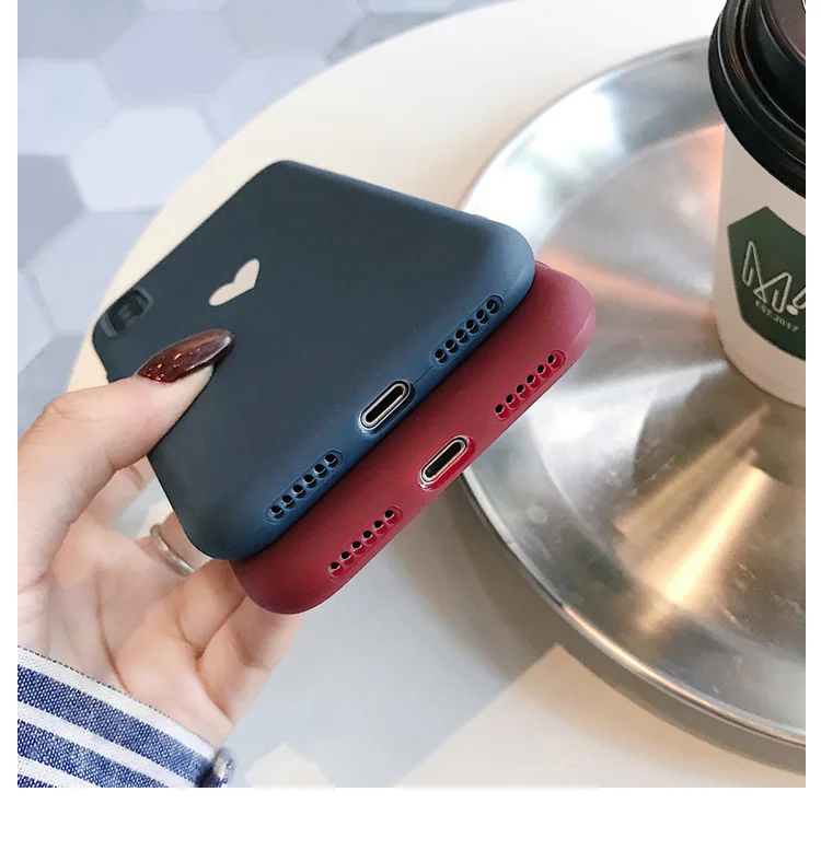 Роскошный винно-красный чехол для телефона с сердечком iPhone X XS Max XR милый пары