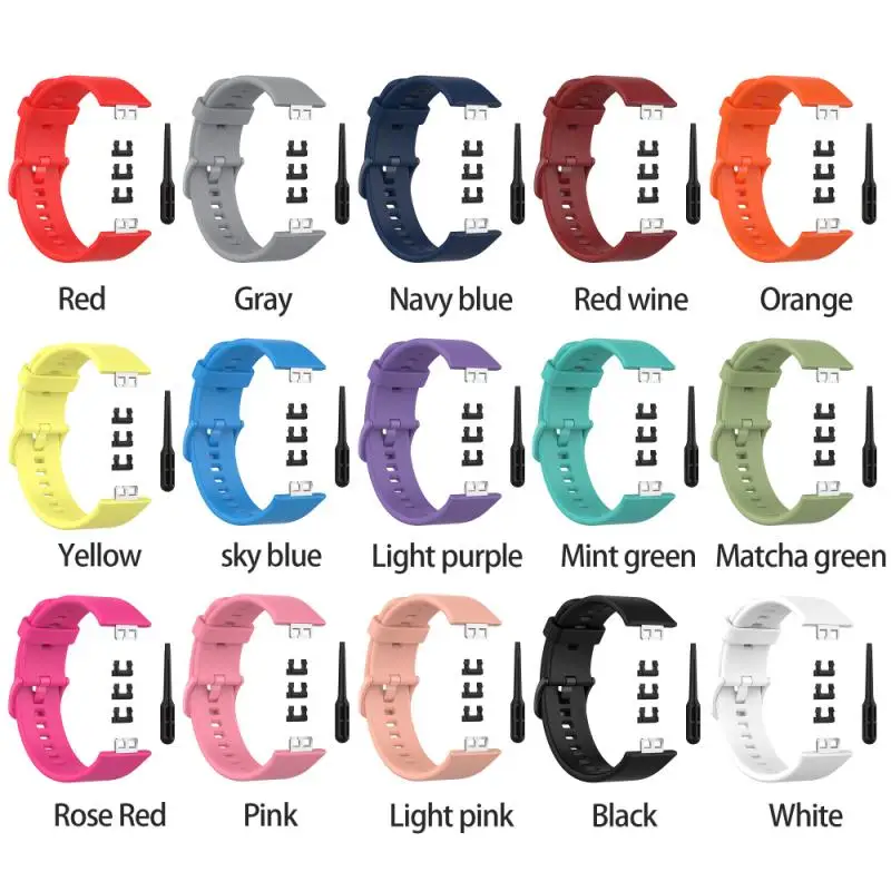 Colorful Silicone Watch Strap For Huawei Watch Fit 2/1 SmartWatch Band Accessories 22.7mm Correa WristBand Bracelet With Tool images - 6