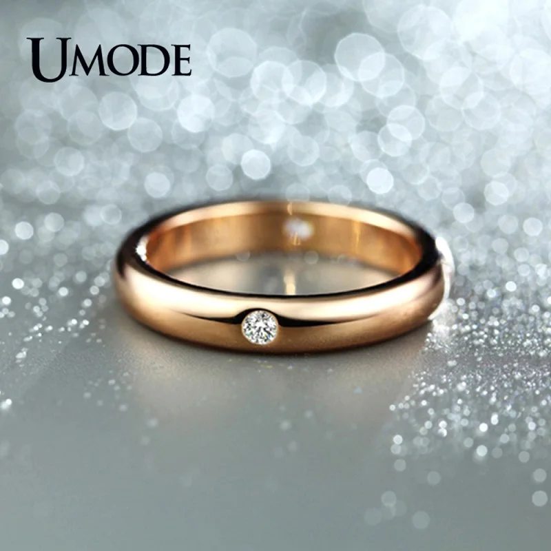 UMODE брендовая Мода Anel ювелирные изделия цвета розового золота Топ CZ Роскошные