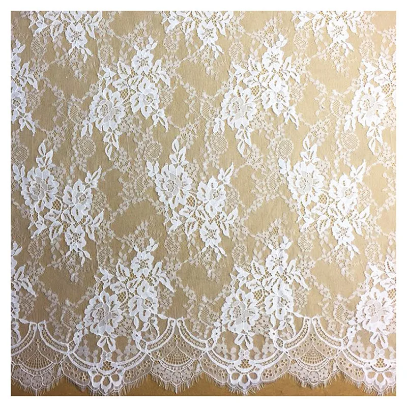 Factory Price French Chantilly Lace Fabric 150x300cm per Piece Eyelash Off white Lady Dress Making | Дом и сад