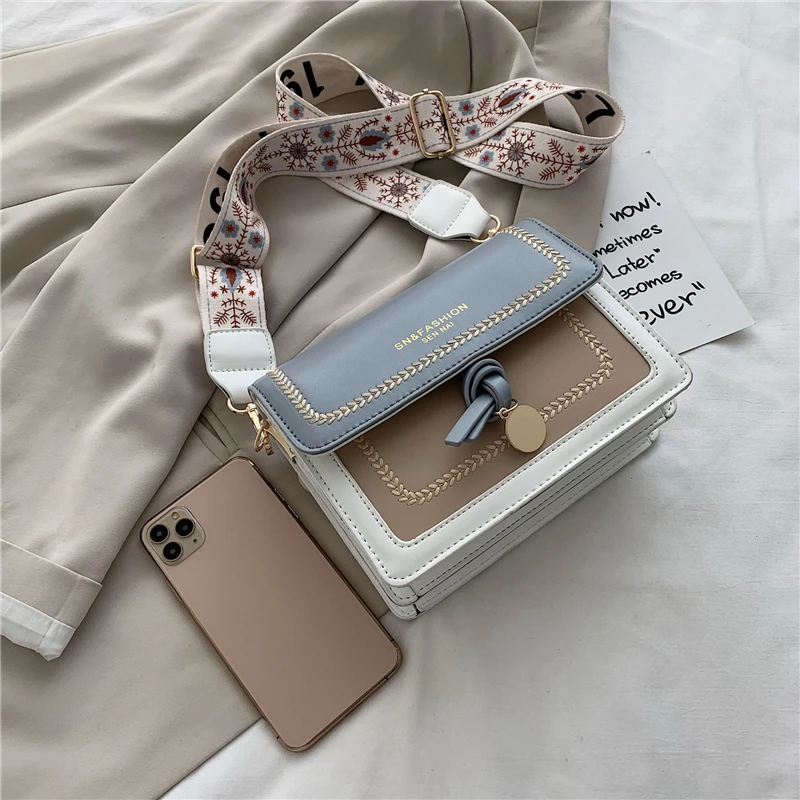 Со вставками из искусственной кожи сумки через плечо для женщин 2020 кошельки и