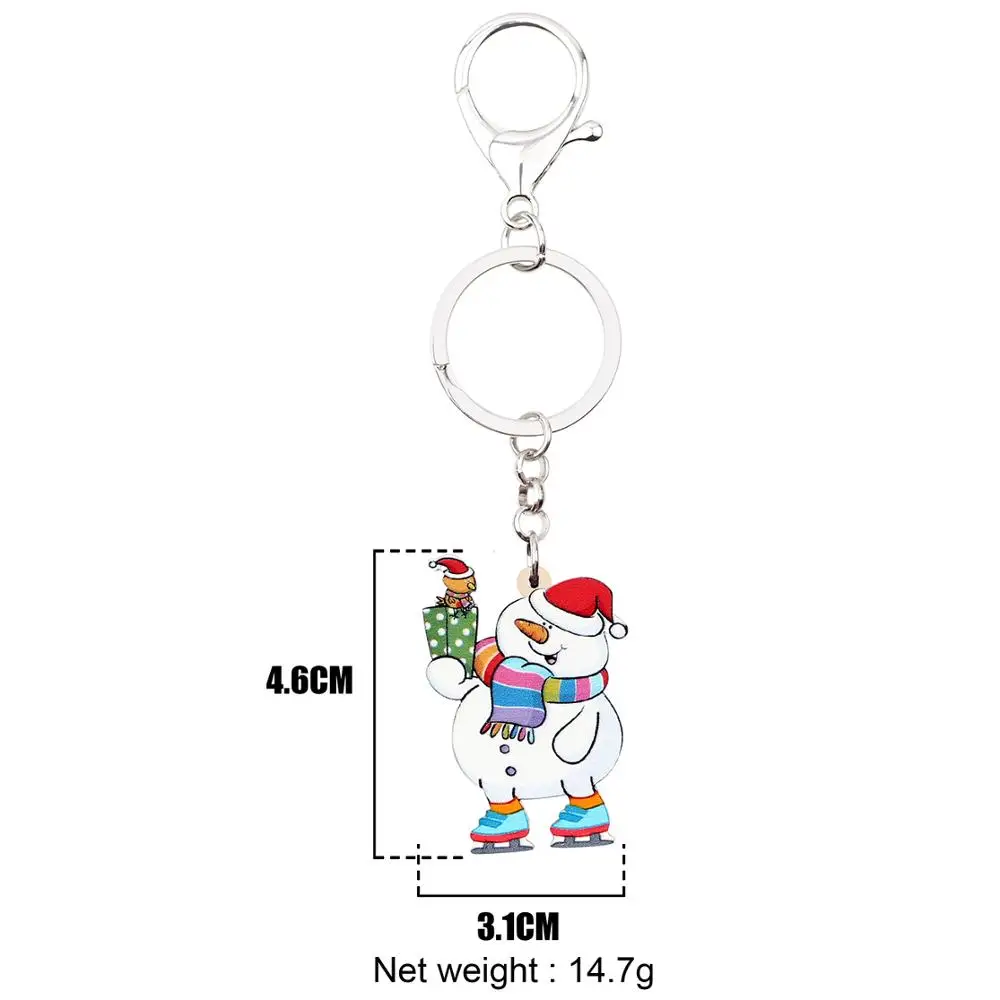 Акриловый Рождественский брелок WEVENI для ключей с надписью Happy катание на лыжах