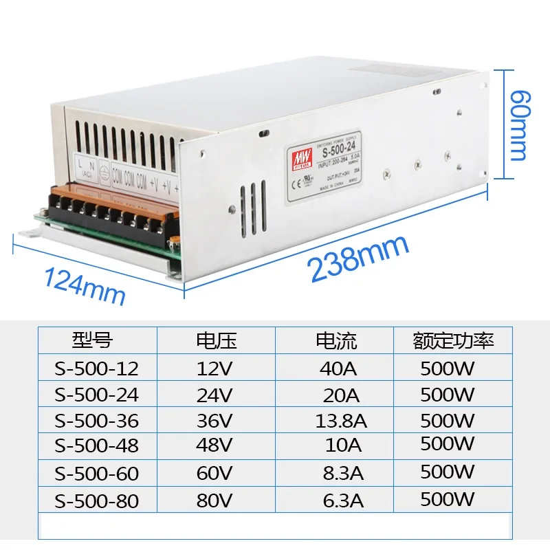 МВт 500 Вт блок питания 24 v 20a 12v 48v 60V высокой мощности AC DC для станка с ЧПУ