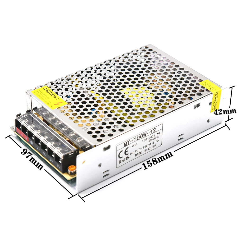 

AC 220V to DC 12V Lighting Transformer Power Supply Adapter 8.5A LED Strip Switch Driver Power Supply For CCTV LED Strip