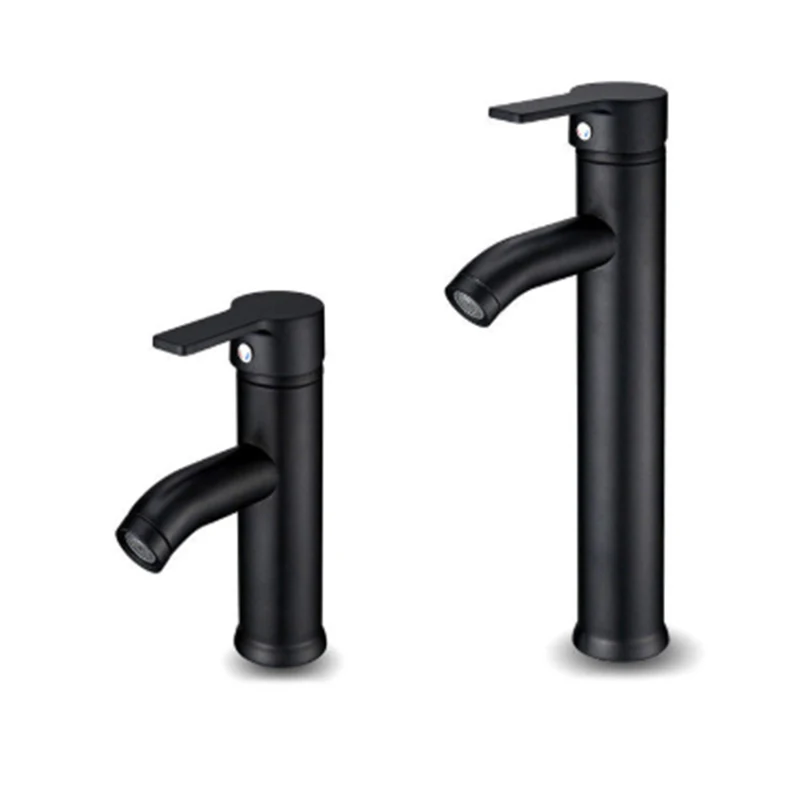 Смеситель для раковины с одной ручкой кран холодной и горячей воды черный