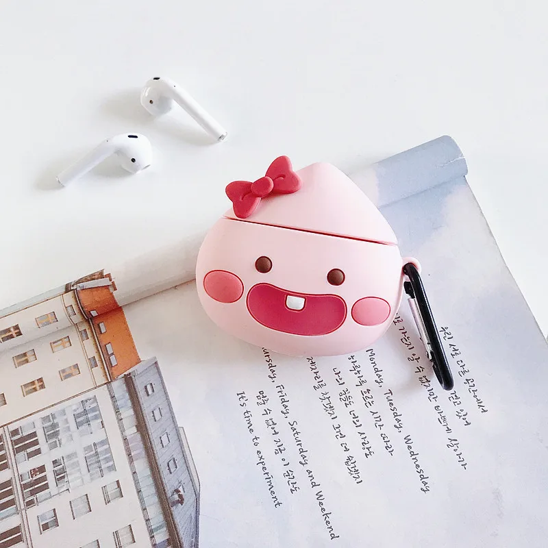 

For AirPods 1 2 Pro Case Honey Pink Peach Soft Silicone Wireless Earphone Cute Cartoon Case For Apple Airpod Case Cover Funda