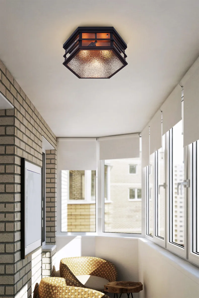 

American country creative ceiling lamp room corridor study retro loft chandelier iron Ceiling Lights