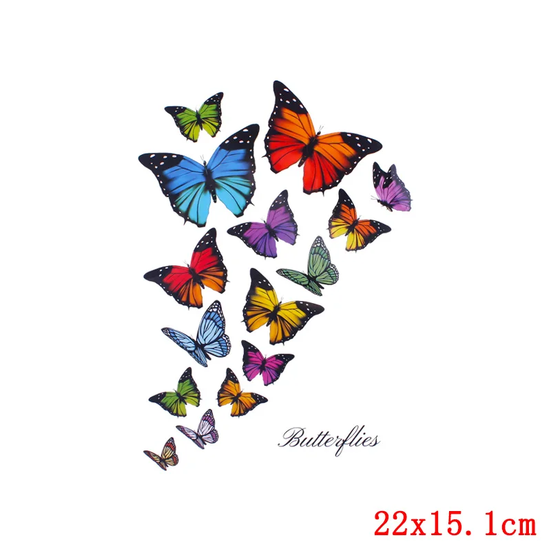 Красочная бабочка мультфильм теплопередача для одежды на ткань искусственное