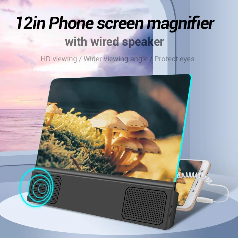 12 3d phone screen magnifier enlarged speaker hd cinema video amplifier for smart phone projection magnifying glass desk holder free global shipping