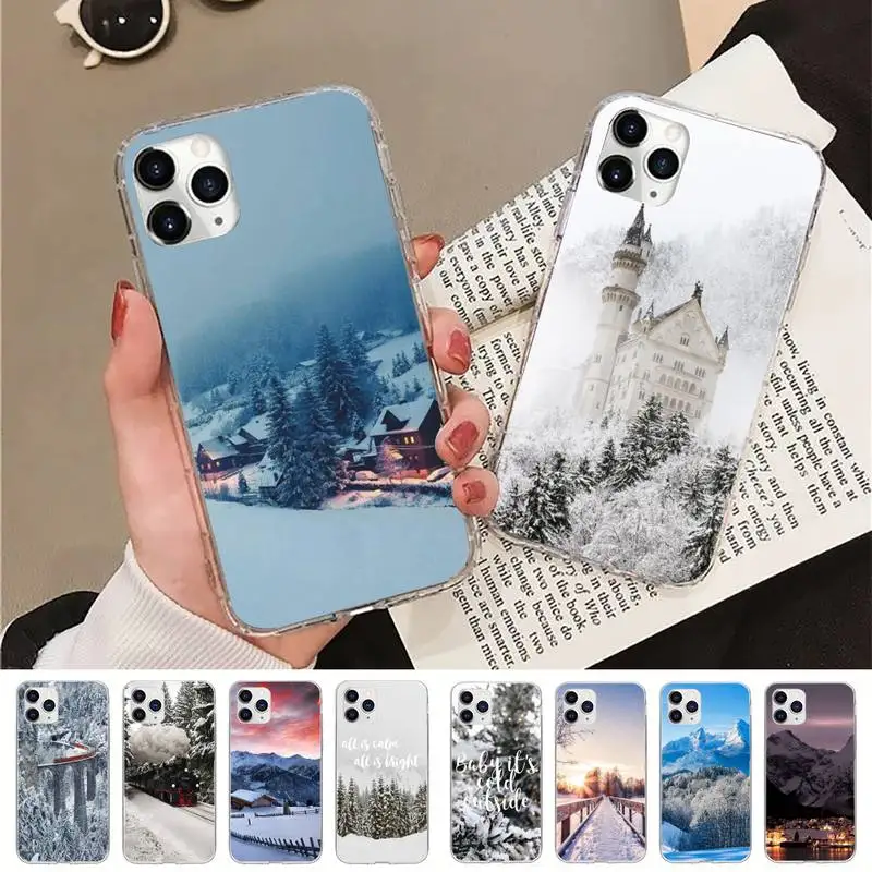 

Landscape Winter Light Snow Mountain Phone Case for iPhone 11 12 13 mini pro XS MAX 8 7 6 6S Plus X 5S SE 2020 XR case