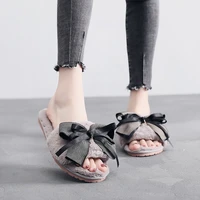 sneaker womens home winter bow knot soft floor woman shoes indoor flat slippers for women warm furry slides chanclas mujer 2020