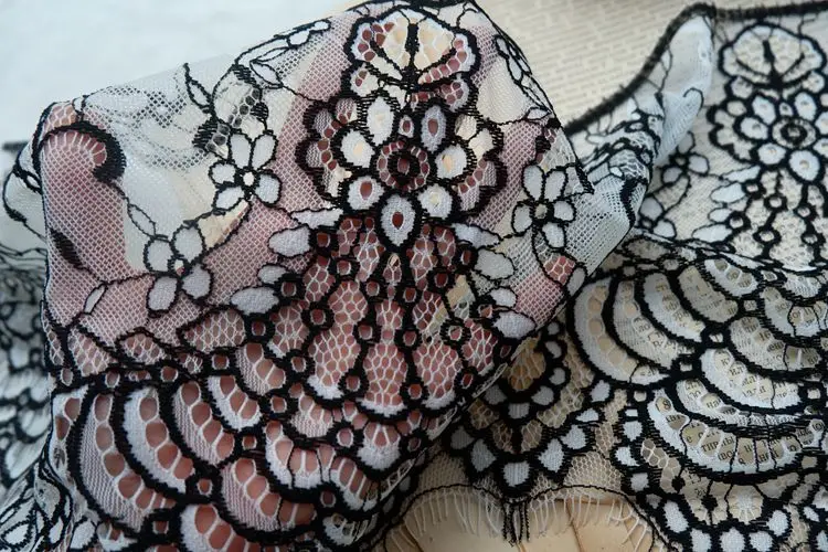 Высококачественная мягкая нейлоновая кружевная отделка с ресничками Ширина 24 см