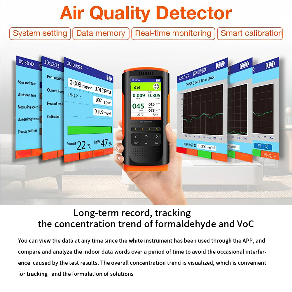 

Formaldehyde Detector Air Quality Monitor Portable Display Formaldehyde Detector Ndoor Air Pollution Meter Micro Dust TesterRite
